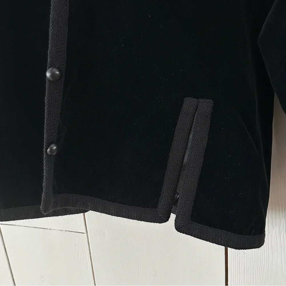 Saint Laurent VTG 70s Russian Collection Velvet Jacket Blazer Sz 40 Black - Picture 7 of 14